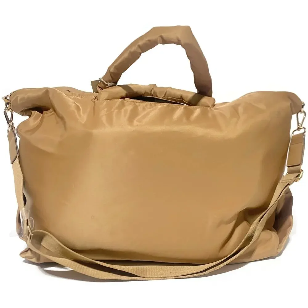 A New Day Brown Soft Puff Weekender Bag Athleisure Travel Duffel 23x15x10 NWT